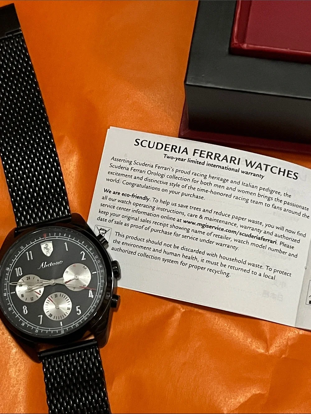 Ferrari Black Men's Chronograph with Silver Subdials